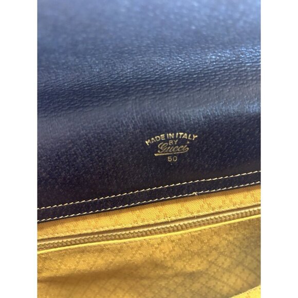 Vtg GUCCI Shoulder Bag Sherry Line GG Canvas Brown Leather Unisex - Picture 6 of 8